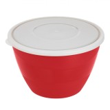 Caserolă Plastic, Model Rotund, Culoare Roșu, Capacitate 1.7L, Capac Alb Frosty, Diametru 17.4cm, &Icirc;nălțime 11.5cm, Oem