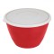 Caserolă Plastic, Model Rotund, Culoare Roșu, Capacitate 1.7L, Capac Alb Frosty, Diametru 17.4cm, &Icirc;nălțime 11.5cm