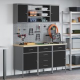vidaXL Set banc de lucru, 7 piese, negru, oțel