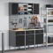 vidaXL Set banc de lucru, 7 piese, negru, oțel
