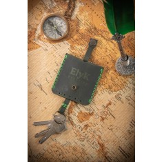 Portchei din piele naturala, handmade, lucrat si cusut manual, Davis, Verde Army, Produs in Romania