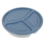 Caserola Rotunda din Plastic cu 3 Compartimente &amp; Capac Gri 1.1L, CMCLASS