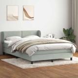 Cumpara ieftin Pat box spring cu saltea, gri deschis, 160x220 cm, catifea