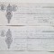 Set 2 polițe pe h&acirc;rtie timbrată &mdash; București 1928 &amp; 1930 &mdash; timbru fiscal Lei 25 / Lei 40, Timbru sec