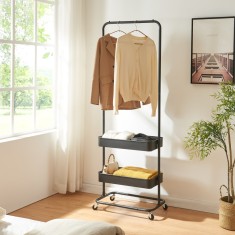 Suport mobil haine Kumad 174,5x58x36cm metal negru [en.casa] HausGarden Leisure foto