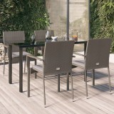 VidaXL Set mobilier grădină cu perne, 5 piese, negru și gri, poliratan