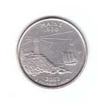 Moneda SUA 25 centi/quarter dollar 2003 D, Maine 1920, stare foarte buna, cu luciu