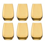 Set 6 pahare colorate ELEMENTS Ambră 465 ml, spălare mașină, elegante