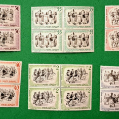 TIMBRE ROMÂNIA MNH LP626/1966 Dansuri populare - Bloc de 4 timbre