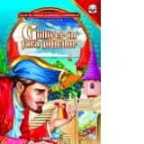Gulliver in tara piticilor. Carte de colorat A4 cu povesti si abtibilduri cu litere mari de tipar