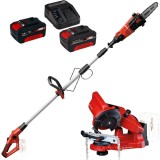 Einhell GE-PS 18/15 Li BL PXC + Starter Kit + GE-CS 18 Li PXC - Drujba 15.8 cm 4.8 m/s + Set 2 acumulatori si incarcator Li-Ion 18 V 4 Ah + Masina de