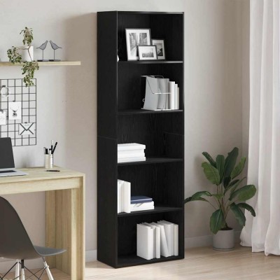 Gossi biblioteca stejar negru 60x30x189 cm lemn prelucrat foto