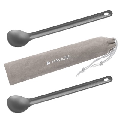 Set 2 x Linguri din titan cu maner lung pentru camping Navaris, 21.5 cm, 52986.04 foto