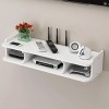 Suport pentru router si accesorii, dimensiuni 60 x 20 cm, cu 3 compartimente, montare pe perete, din PVC, finisaj mat, alb