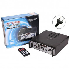 Amplificator audio stereo tip statie cu slot pentru SD Card USB si Radio FM Kinter-004A foto