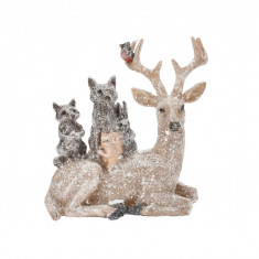 Decoratiune Reindeer, raccoon and rabbit, 13x7x15 cm, poliston