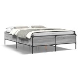 Cumpara ieftin Cadru de pat, gri sonoma, 140x200 cm, lemn prelucrat si metal