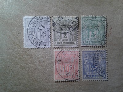 Serie mica Luxemburg -1882 , 5 valori stampilate foto