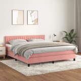 Cumpara ieftin Gossi pat box spring cu saltea, roz, 180x200 cm, catifea