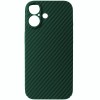 Husa spate policarbonat aspect Carbon, verde cu negru, pentru Apple iPhone 16