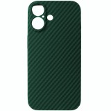 Husa spate policarbonat aspect Carbon, verde cu negru, pentru Apple iPhone 16