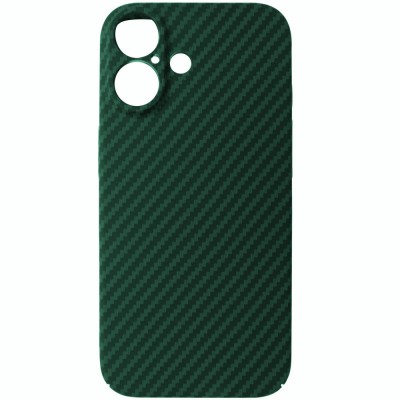 Husa spate policarbonat aspect Carbon, verde cu negru, pentru Apple iPhone 16 foto