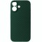Husa spate policarbonat aspect Carbon, verde cu negru, pentru Apple iPhone 16