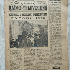 Programul de radio-televiziune - 11 septembrie 1958 - Festivalul George Enescu