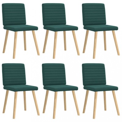 vidaXL Scaune de bucătărie, 6 buc., verde &amp;icirc;nchis, material textil foto