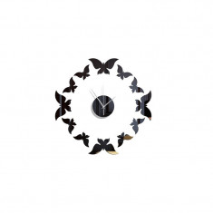 Ceas decorativ de perete, Fluturi, Oglinda acrilica, 40 cm, MC-035