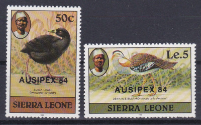 DB1 Fauna Pasari 1980 Sierra Leone Supratipar Ausiepex 84 2 v. MNH foto