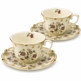 Serviciu Portelan Vintage 2 Cesti si farfurii, Yellow