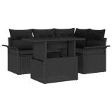 Cumpara ieftin Set de canapele pentru grădină cu pernă 5 pcs Negru Rattan poli
