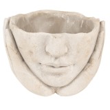 Cumpara ieftin Set 2 ghivece flori ceramica bej Face 17x17x11 cm