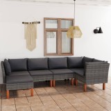 VidaXL Set mobilier de grădină cu perne, 6 piese, gri, poliratan