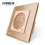 Cumpara ieftin Termostat touch digital Livolo auriu pentru sisteme de &icirc;ncalzire electrice