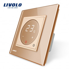 Termostat Livolo pentru sisteme de incalzire electrice, Auriu foto