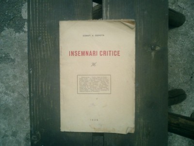 Insemnari critice - Const. V. Gerota foto
