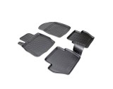 Covorase Auto Cauciuc Tip Tavita Ford Fiesta 7 2008-2017, Protectie Tunel Spate, Negre, ALM