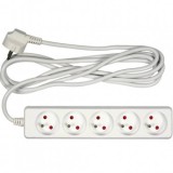 Prelungitor cu impamantare, 5 locasuri, lungime 3 m, Alb, 1 mmp, 10A, Oem