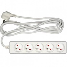 Prelungitor cu impamantare, 5 locasuri, lungime 3 m, Alb, 1 mmp, 10A foto