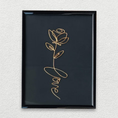 Trandafir Love, tablou placat cu aur, 19×25 cm – cod 3313