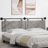 vidaXL Tăblie de pat suspendată Cu lumină LED Gri deschis Catifea 3424245