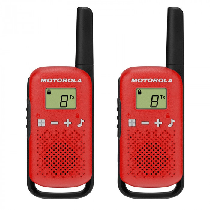 Statii Radio Motorola T42, 16 canale PMR, raza de actiune 4 km, display LCD, indicator nivel baterie, notificare conectare, confirmare trimitere/primi