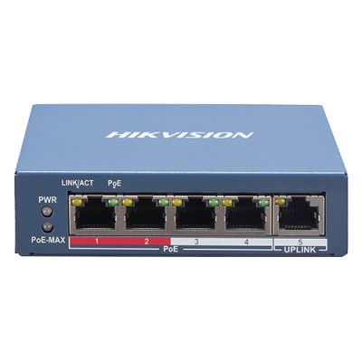 Switch 4 porturi PoE, 1 port uplink RJ45, SMART Management - HIKVISION DS-3E1105P-EI SafetyGuard Surveillance foto