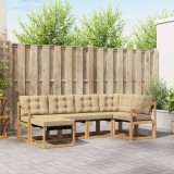 vidaXL Set canapele gradina exterior 6 piese alb bej lemn acacia textilene rezistent