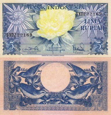 INDONEZIA 5 rupiah 1959 UNC!!! foto