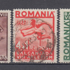 ROMANIA 1937 LP 121 A 8-a BALCANIADA DE ATLETISM SERIE STAMPILATA