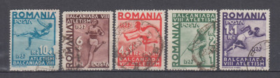 ROMANIA 1937 LP 121 A 8-a BALCANIADA DE ATLETISM SERIE STAMPILATA foto