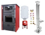 Pachet Termosemineu FORNELLO AVANOS 32 kw Red pe combustibil solid lemn,carbune,bricheti , boiler termoelectric 100l, vas expansiune, kit montaj si co